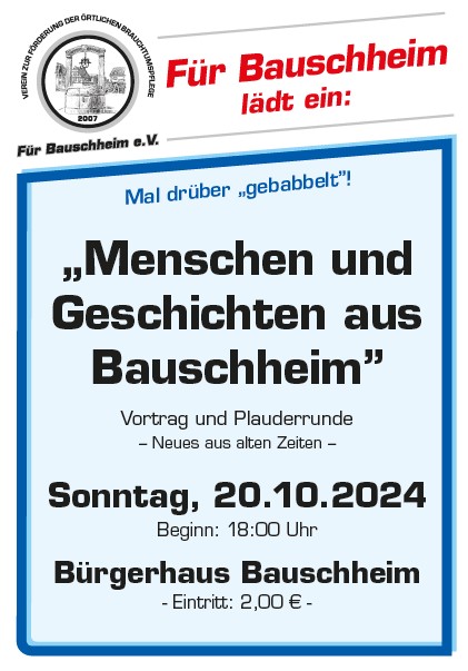 Plauderrunde Menshen und Geschichten aus Bauschheim